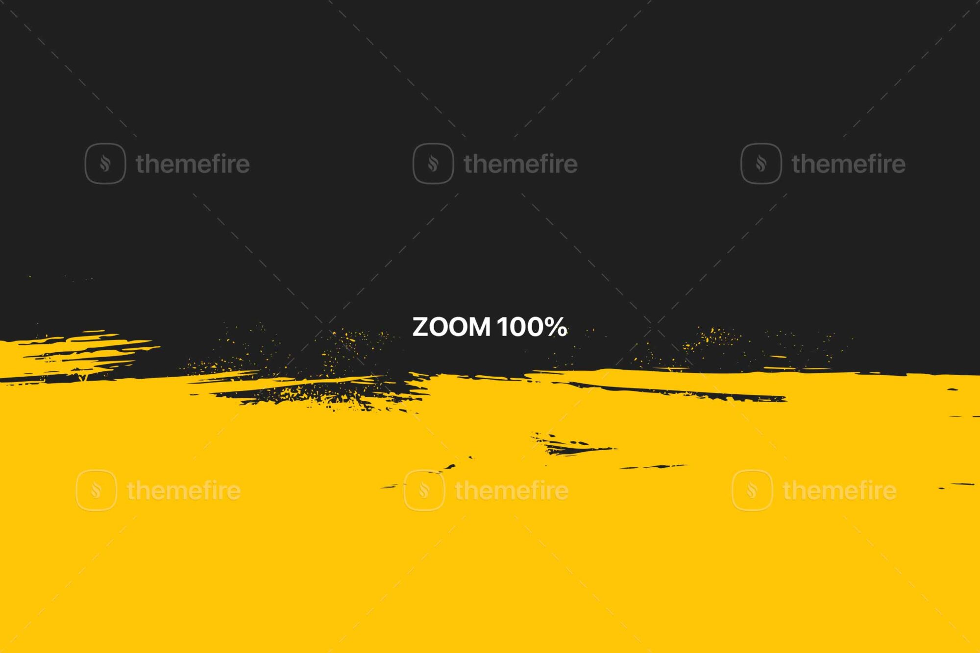 Close-up view of yellow and black grunge paint texture at 100 percent zoom showing fine rough details and surface imperfections in high resolution