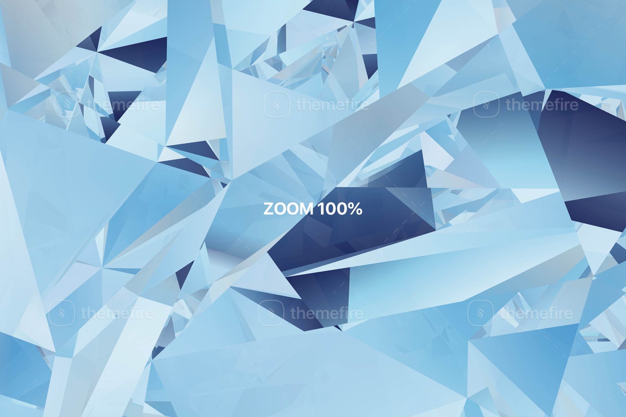 A zoom 100 percent preview of the blue abstract crystal pattern highlighting its intricate triangle facets and reflective icy textures in crisp resolution