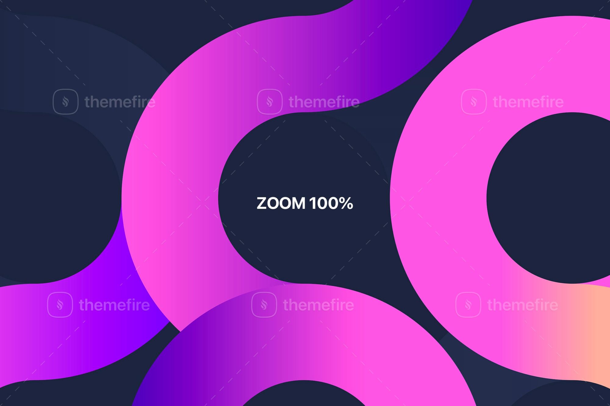 Close-up view showing full detail of overlapping circle shapes and curved lines in vibrant pink and purple gradients on a dark abstract background