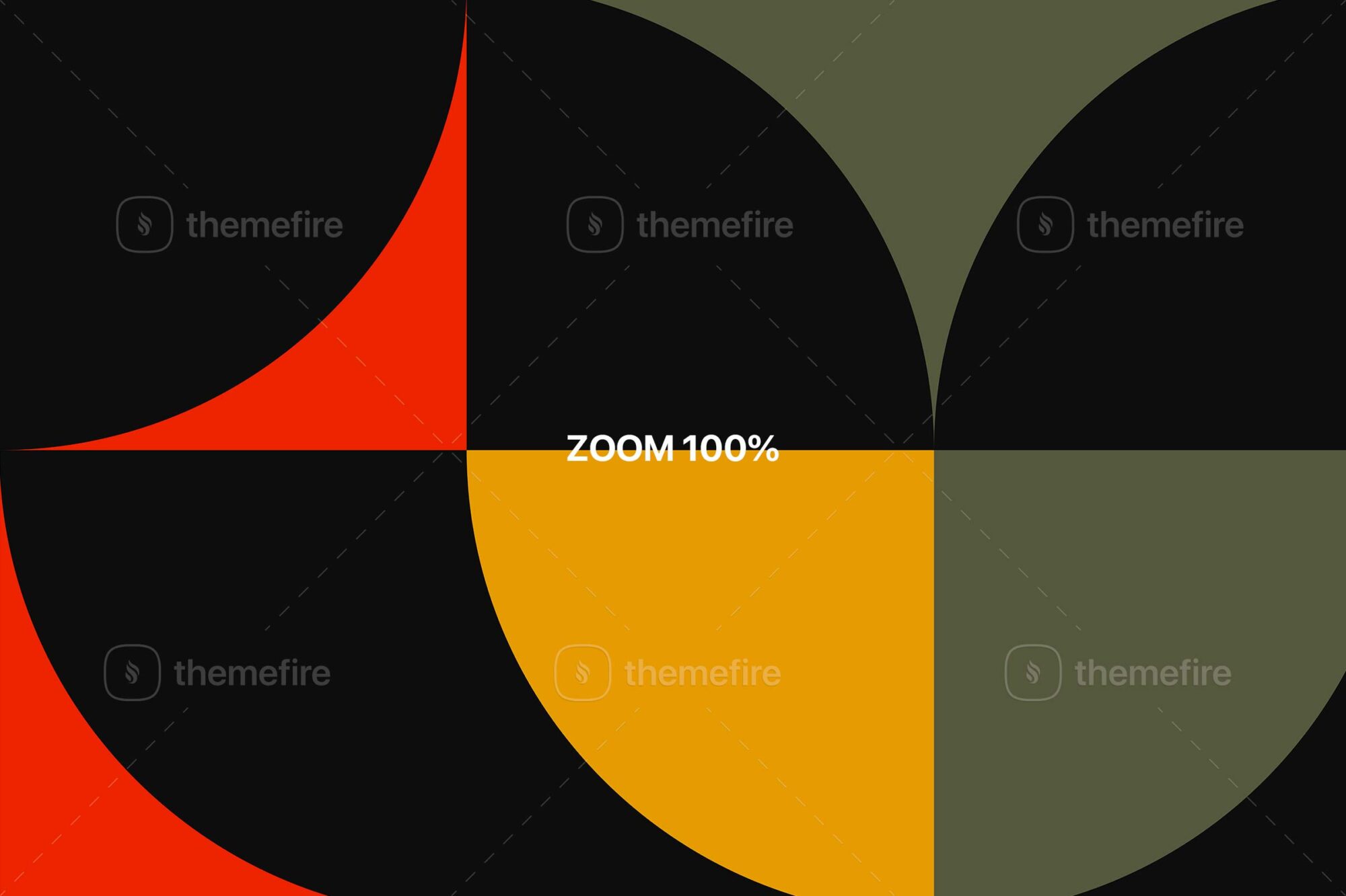 Close-up view at 100 percent zoom showing detailed curved shapes and bold color blocks in a seamless neo geometric pattern for high-quality abstract design precision