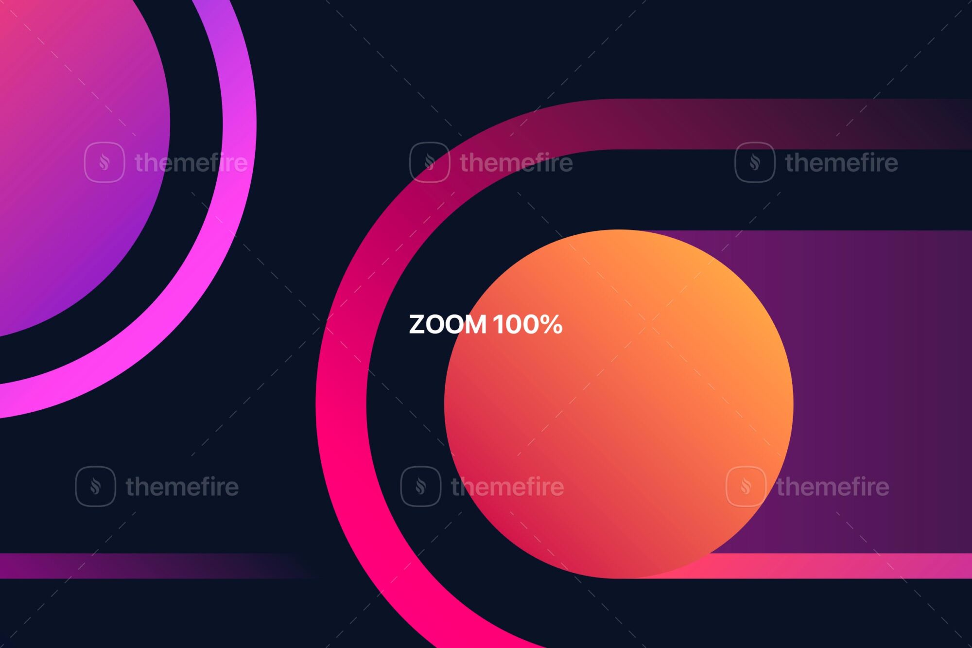100 percent zoom image with smooth gradient lines and bold vector shapes, highlighting the sharp quality and color accuracy of the design