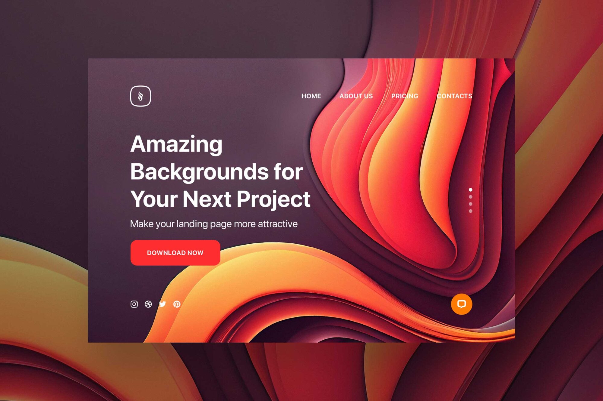 Web interface design using a dynamic abstract 3D backdrop with flowing glossy shapes and vibrant colors perfect for landing page presentation