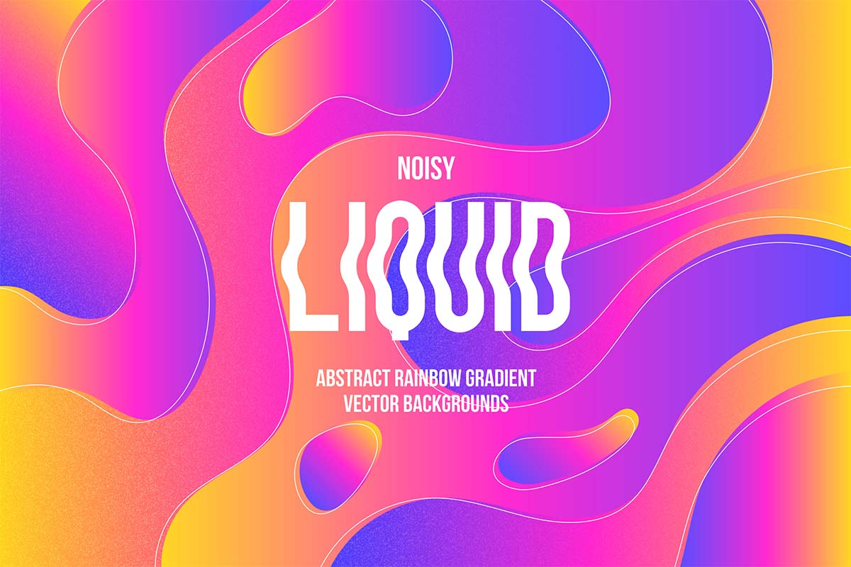 The cover image of a graphic collection showcasing dynamic abstractions with bright and colorful liquid shapes, along with vibrant gradients