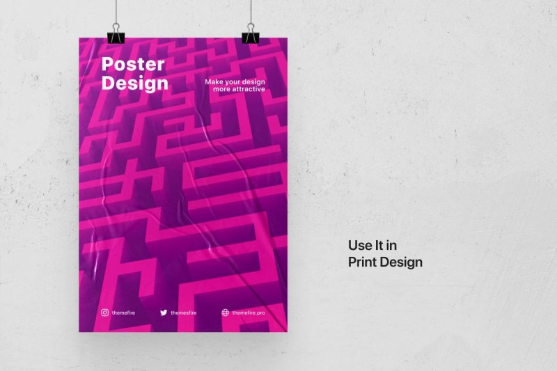 Illustration showcasing the 'Abstract Maze 3D Backgrounds' graphic collection, indicating that these high-resolution graphics are print-ready and perfect for designing captivating posters