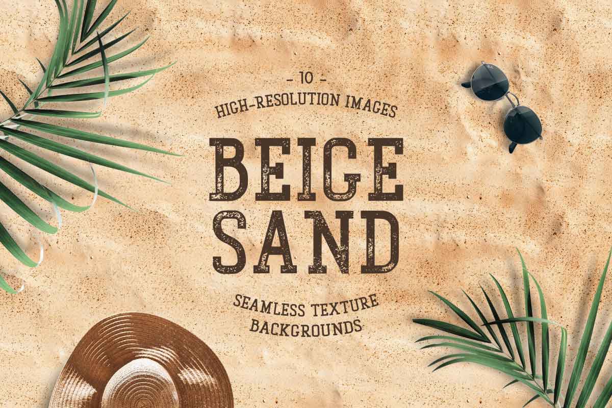 Cover image showcasing a collection of seamless beige sand textures, perfect for web and graphic design projects.