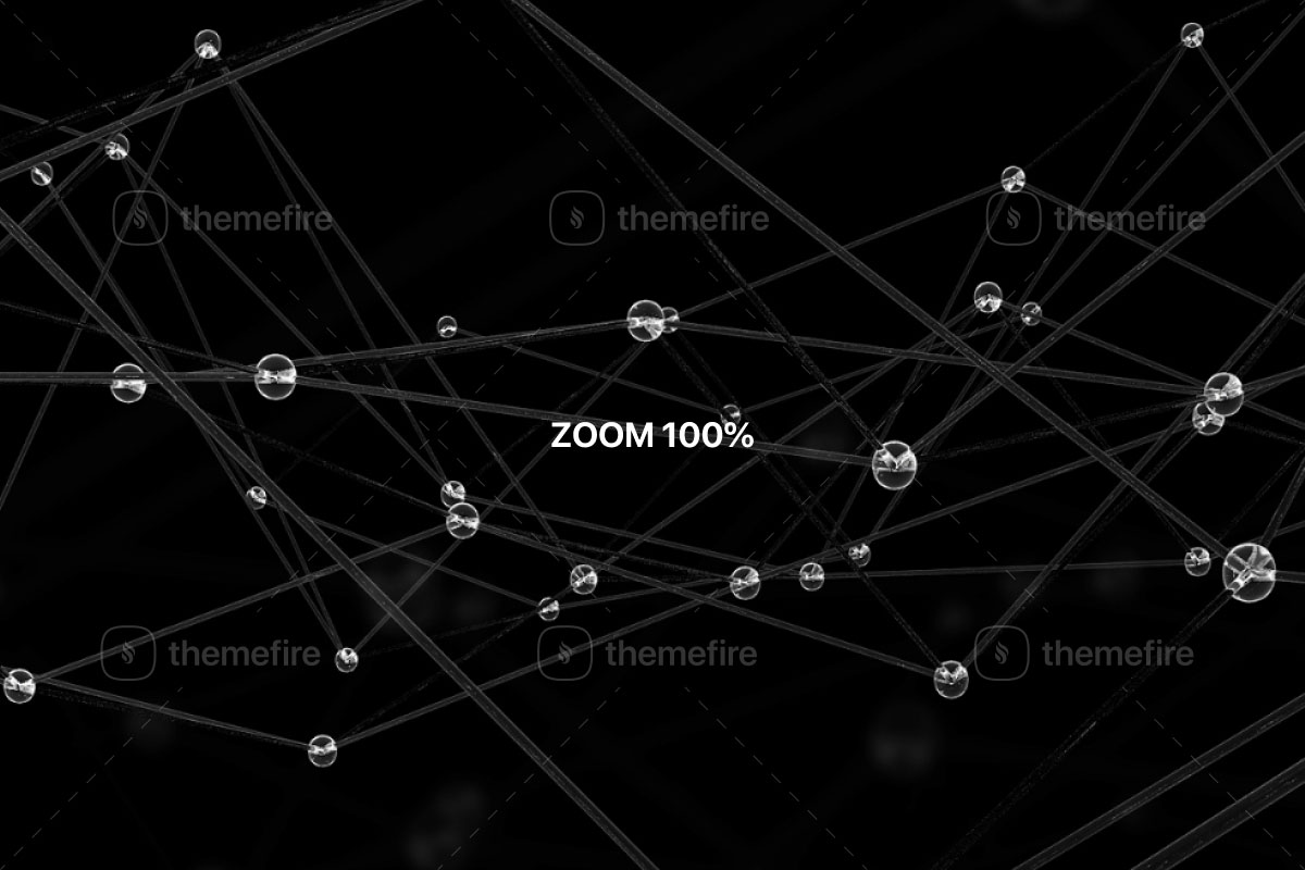 Zoomed 100% view of the Glassy Atom Structure Backgrounds graphic collection cover, displaying intricate 3D molecular structures on dark, futuristic backgrounds