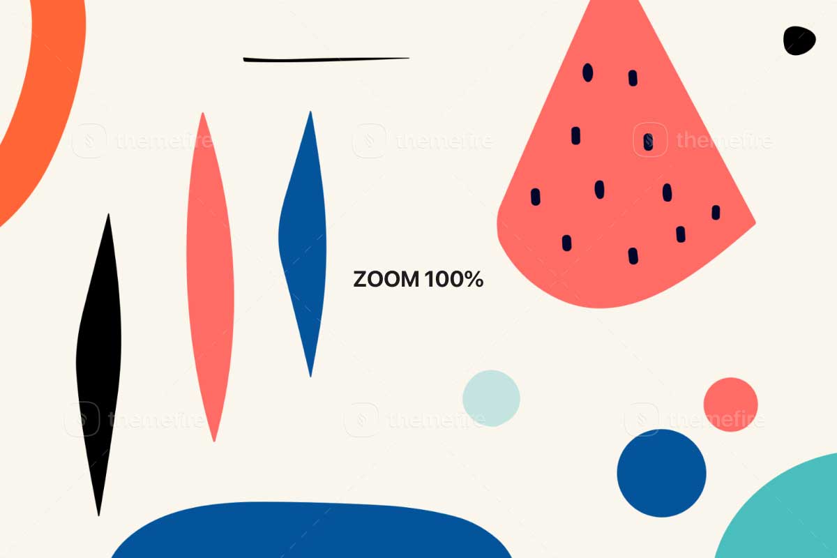 Zoomed-in 100% view of the 'Doodle Liquid Shape Seamless Patterns' graphic collection, revealing intricate details of the vibrant and fluid Memphis-style designs