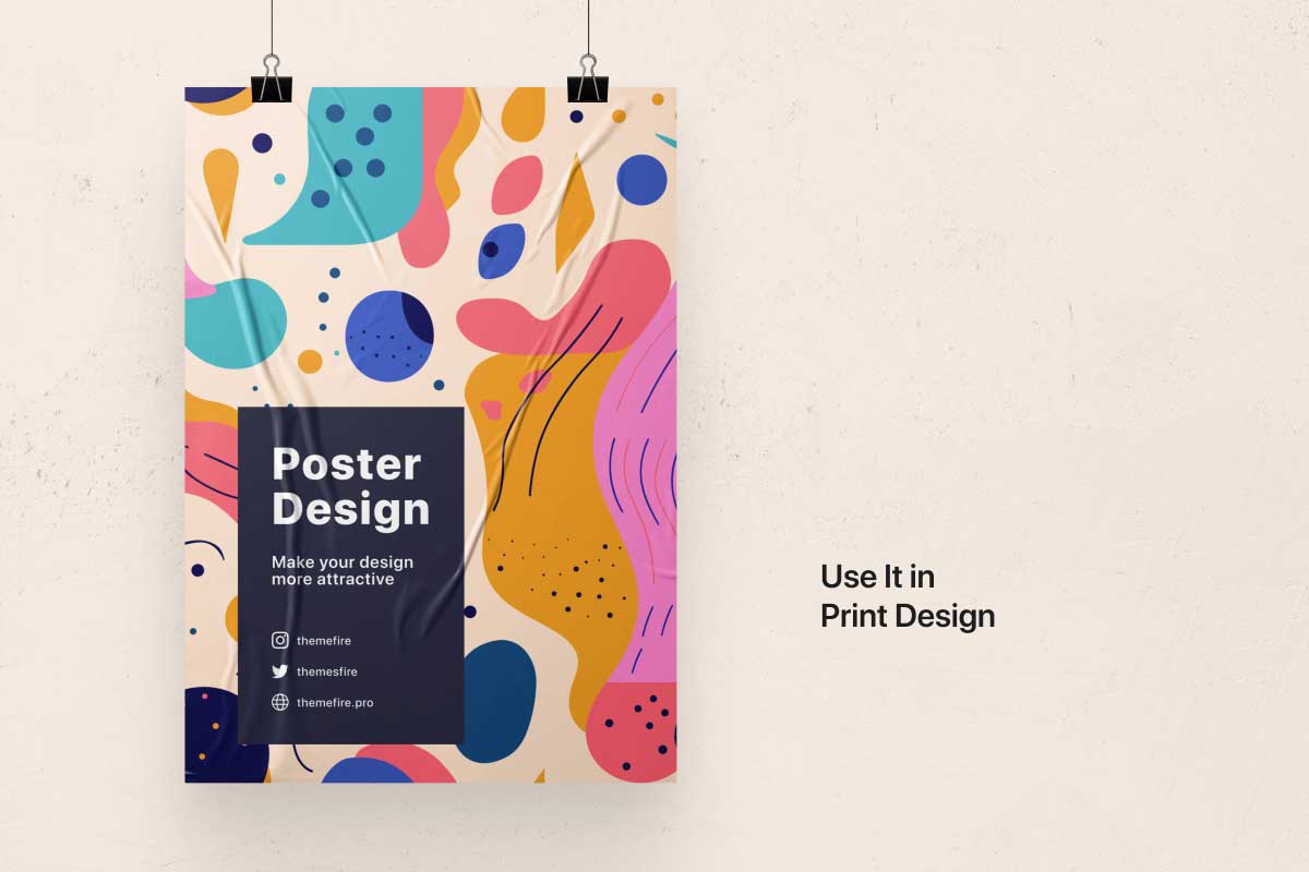Graphic collection image highlighting print-ready designs, perfect for creating stunning posters, flyers, and promotional materials with vibrant Memphis-style patterns