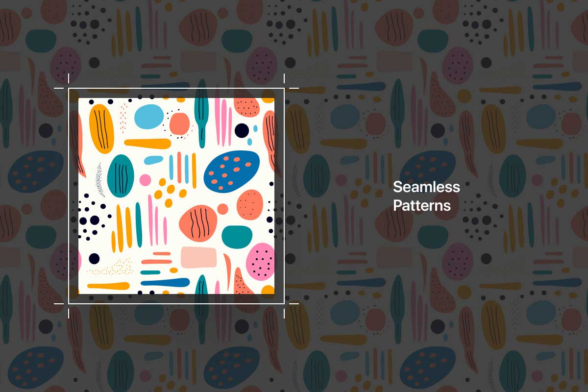 A harmonious image displaying the 'Doodle Liquid Shape Seamless Patterns' collection, illustrating how these graphics seamlessly come together for a cohesive and eye-catching design experience