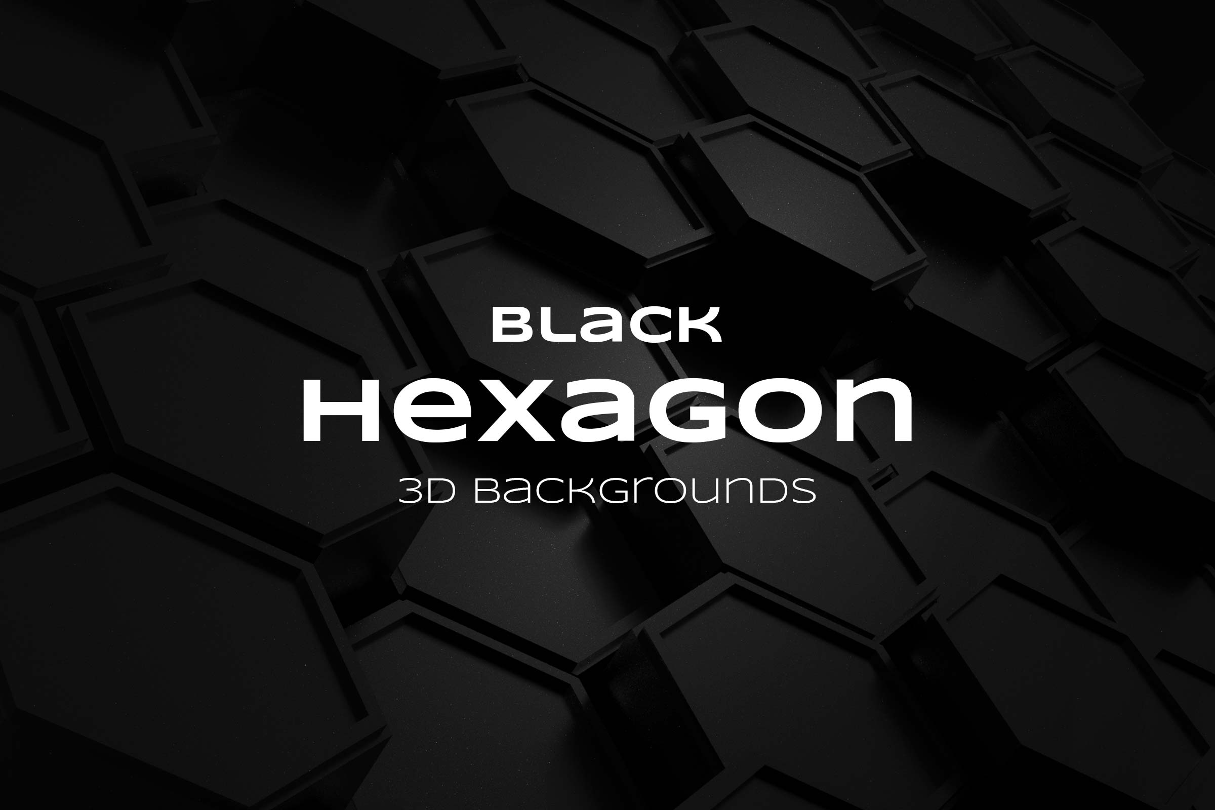 Promotional cover for the "Black Hexagon Collection" featuring an array of raised black hexagons with a sleek finish, showcasing the 3D backgrounds available in the collection