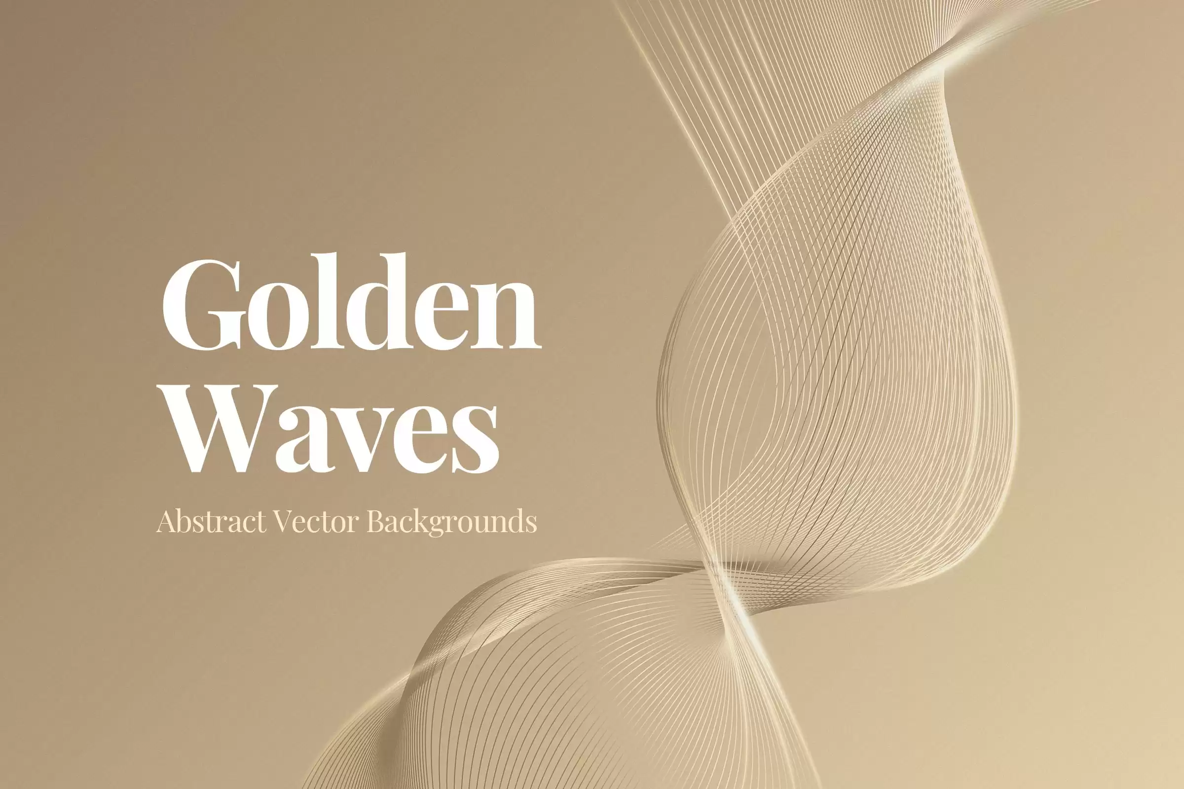 Cover image showcasing "Luxury Gold Grid Wave Backgrounds" with elegant golden lines forming a sophisticated wave design