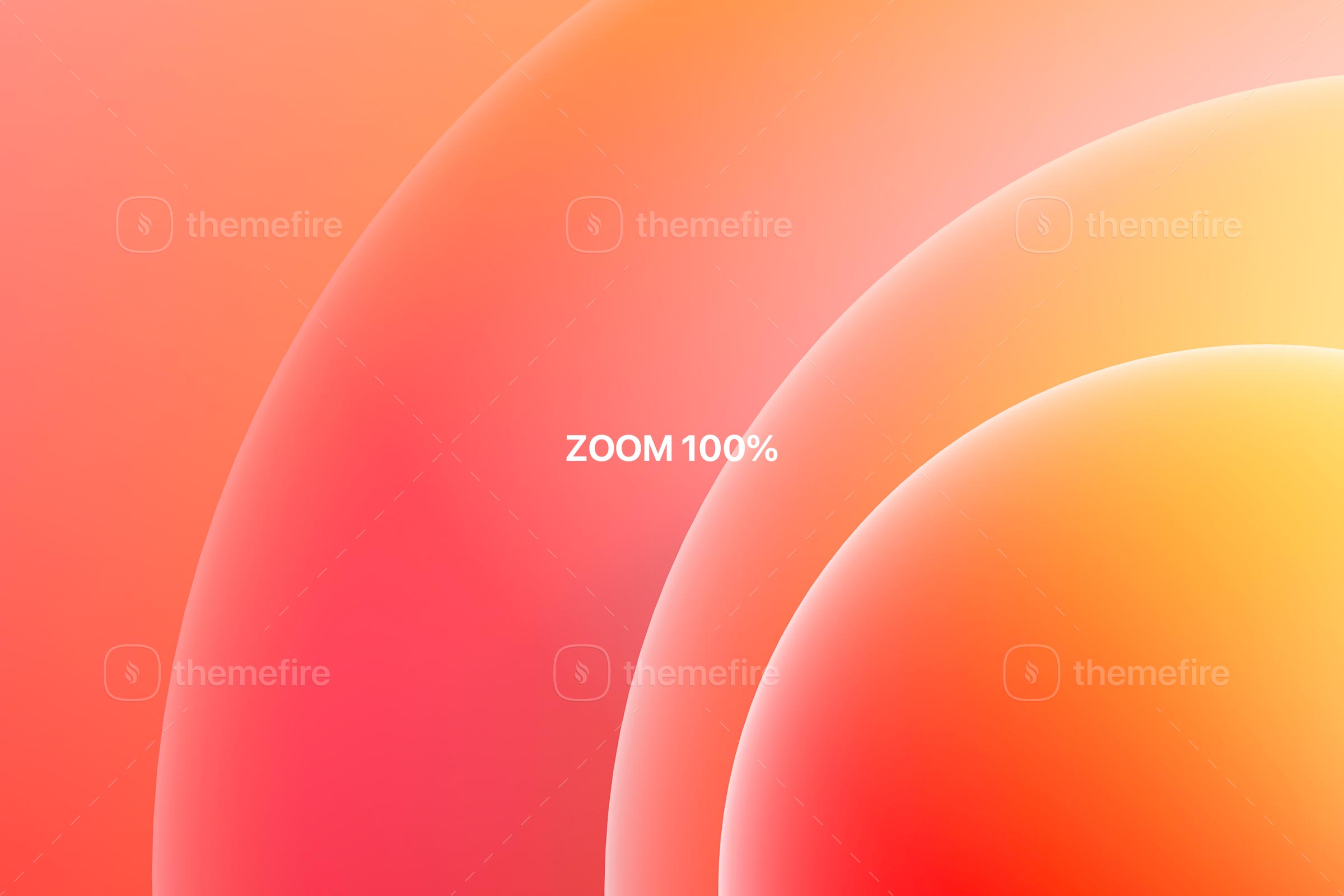 Close-up view at 100% zoom showcasing the vibrant gradient from red to yellow in a graphic collection, emphasizing the smooth transition and high resolution of the design
