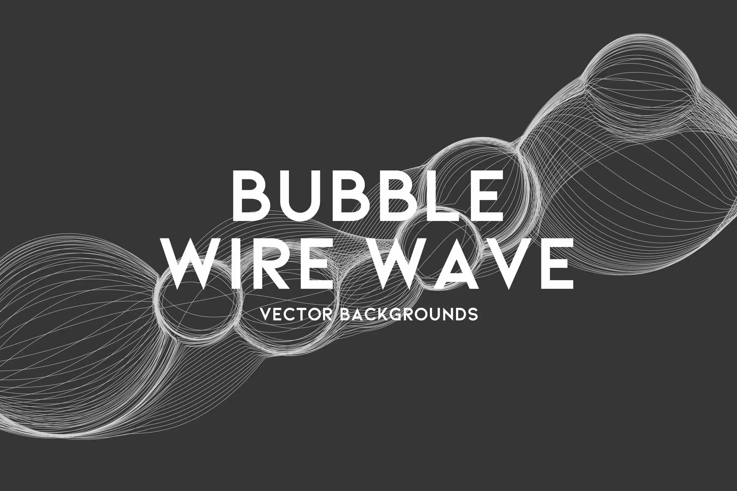 The cover image of the Geometric Wireframe Bubble Wave Backgrounds collection, highlighting the detailed and sophisticated wireframe bubble shapes on a black background