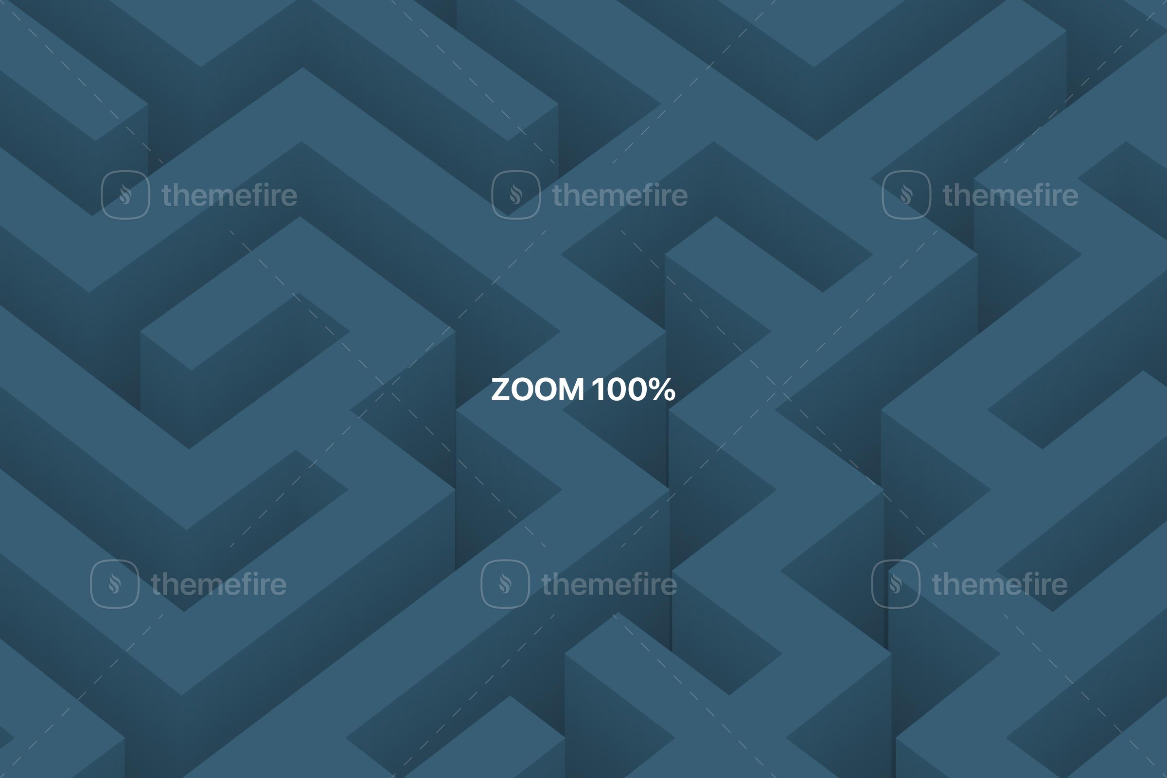 Close-up view at 100% zoom showing the intricate detail of the isometric labyrinth vector background in deep blue, demonstrating the high-resolution quality