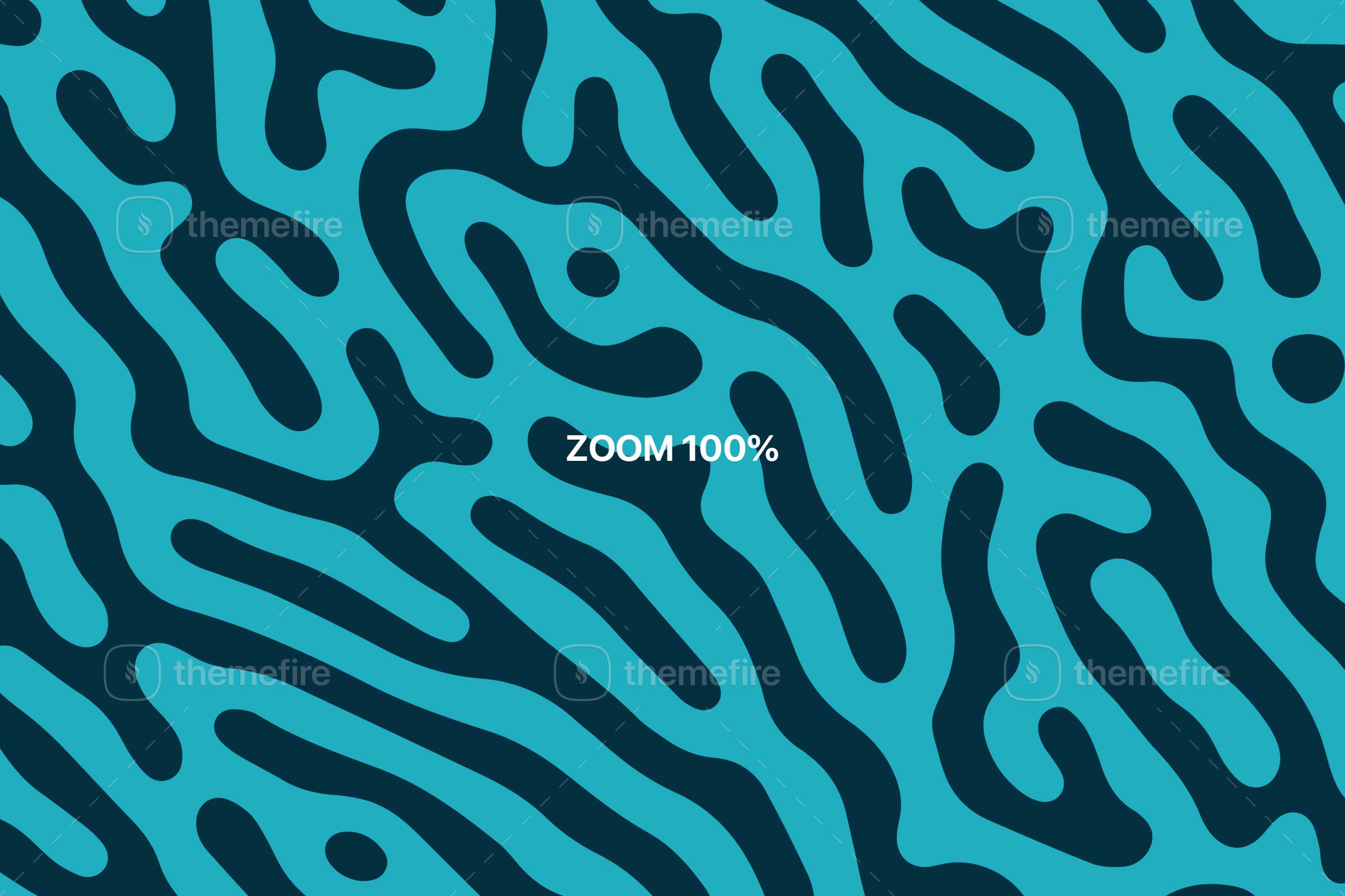 Close-up image at 100% zoom displaying the intricate details of the Organic Lines Maze Background with a dynamic contrast of teal and black