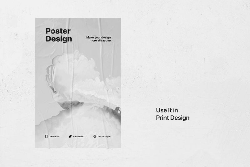 A graphic collection displayed on a poster with a caption "Poster Design - Make your design more attractive" featuring white marble textures, ideal for modern and sophisticated print design projects